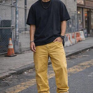 WULFUL Mustard Yellow Streetwear Jeans | Relaxed Fit | Size 42x28